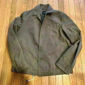 Men's Brown Button-Down Jacket Size S Casual Fall Mid-Length